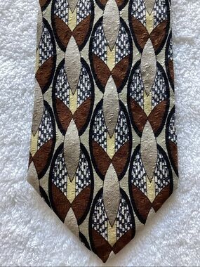 Geometric Brown, Cream & Black Men's Tie